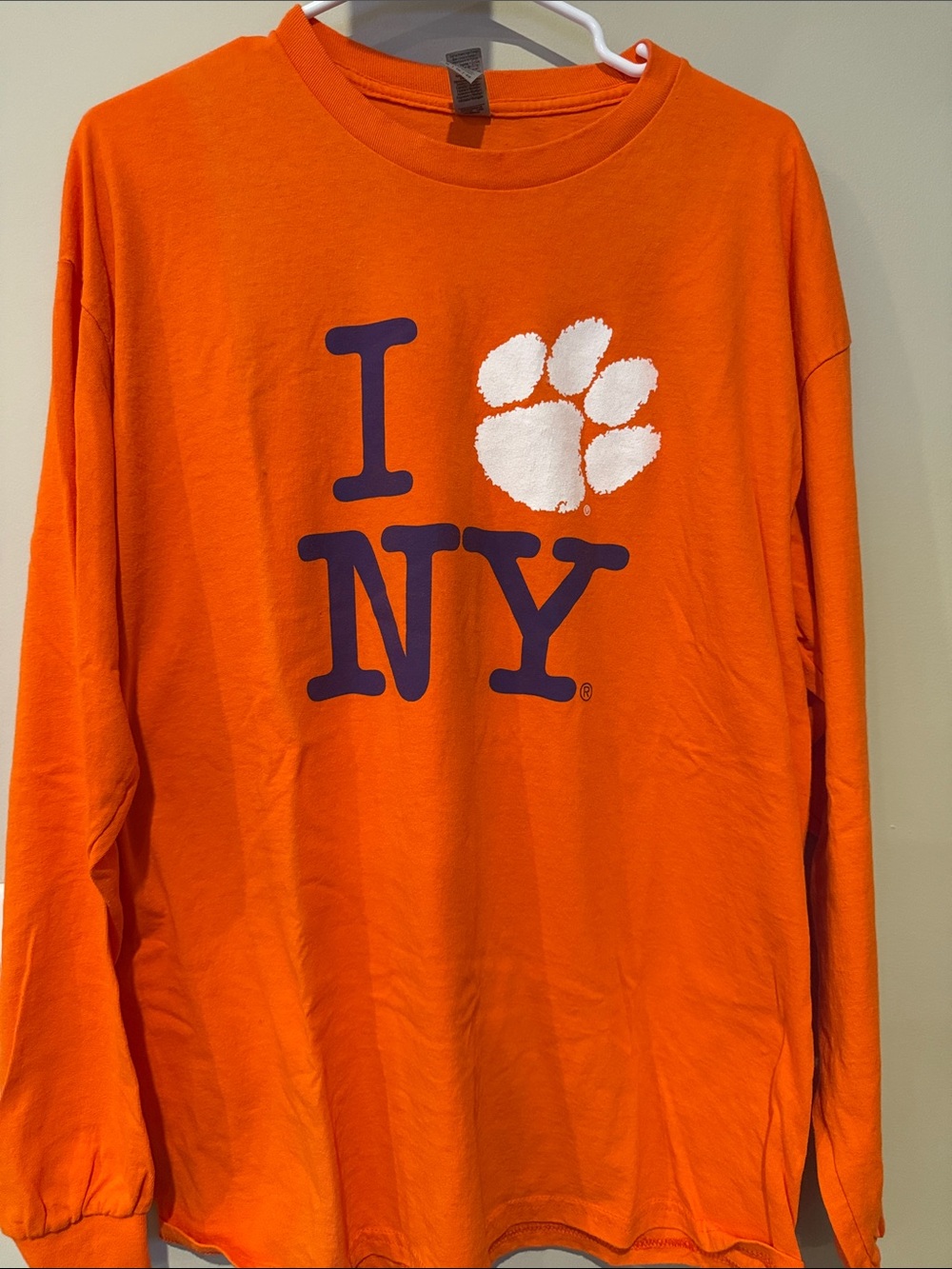 Clemson Orange Long Sleeve 'I Paw NY' Graphic Tee